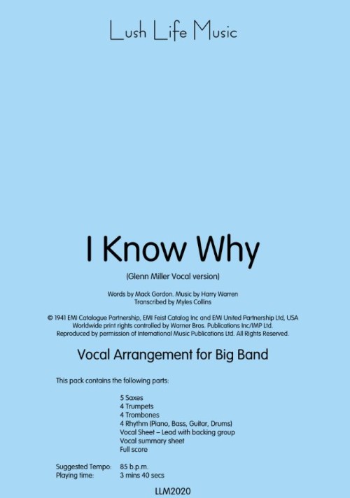 I KNOW WHY (Vocal Solo and Group with Big Band - Score and Parts)